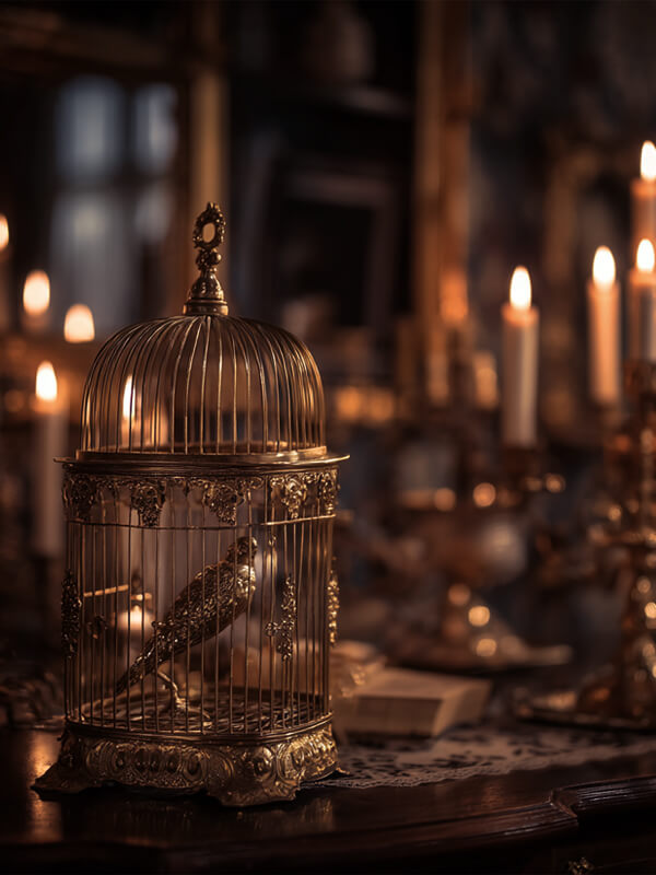 Ein goldener Käfig, der im übertragenen Sinne deinen mentalen Keuschheitsgürtel symbolisieren soll